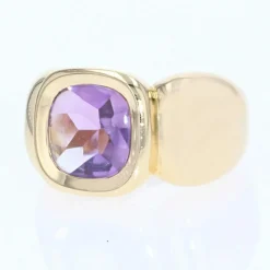 Bague jonc améthyste et or