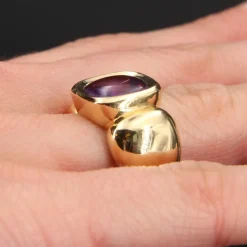 Bague jonc améthyste et or