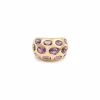 Bague Jonc Améthystes Or Jaune