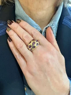 Bague Jonc Améthystes Or Jaune