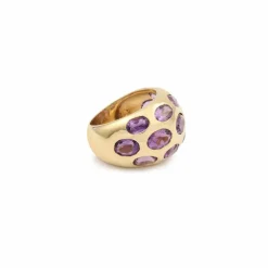 Bague Jonc Améthystes Or Jaune