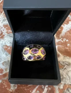 Bague Jonc Améthystes Or Jaune
