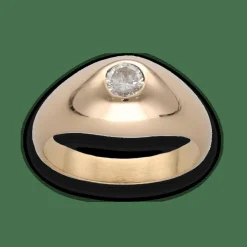 Bague Jonc Anglais en or jaune avec un diamant