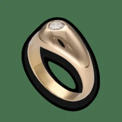 Bague Jonc Anglais en or jaune avec un diamant