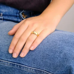 Bague jonc anglais or jaune diamant