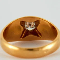 Bague jonc anglais or jaune diamant