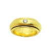 Bague Jonc Anneau Central Mobile Or Diamant