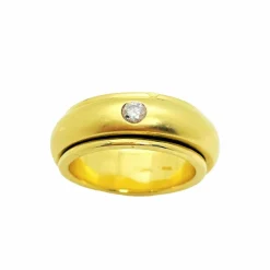 Bague Jonc Anneau Central Mobile Or Diamant