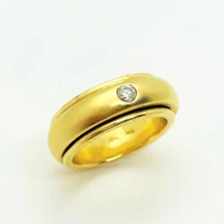 Bague Jonc Anneau Central Mobile Or Diamant