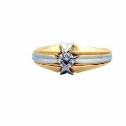 Bague jonc bicolore en or 18 carats et diamant