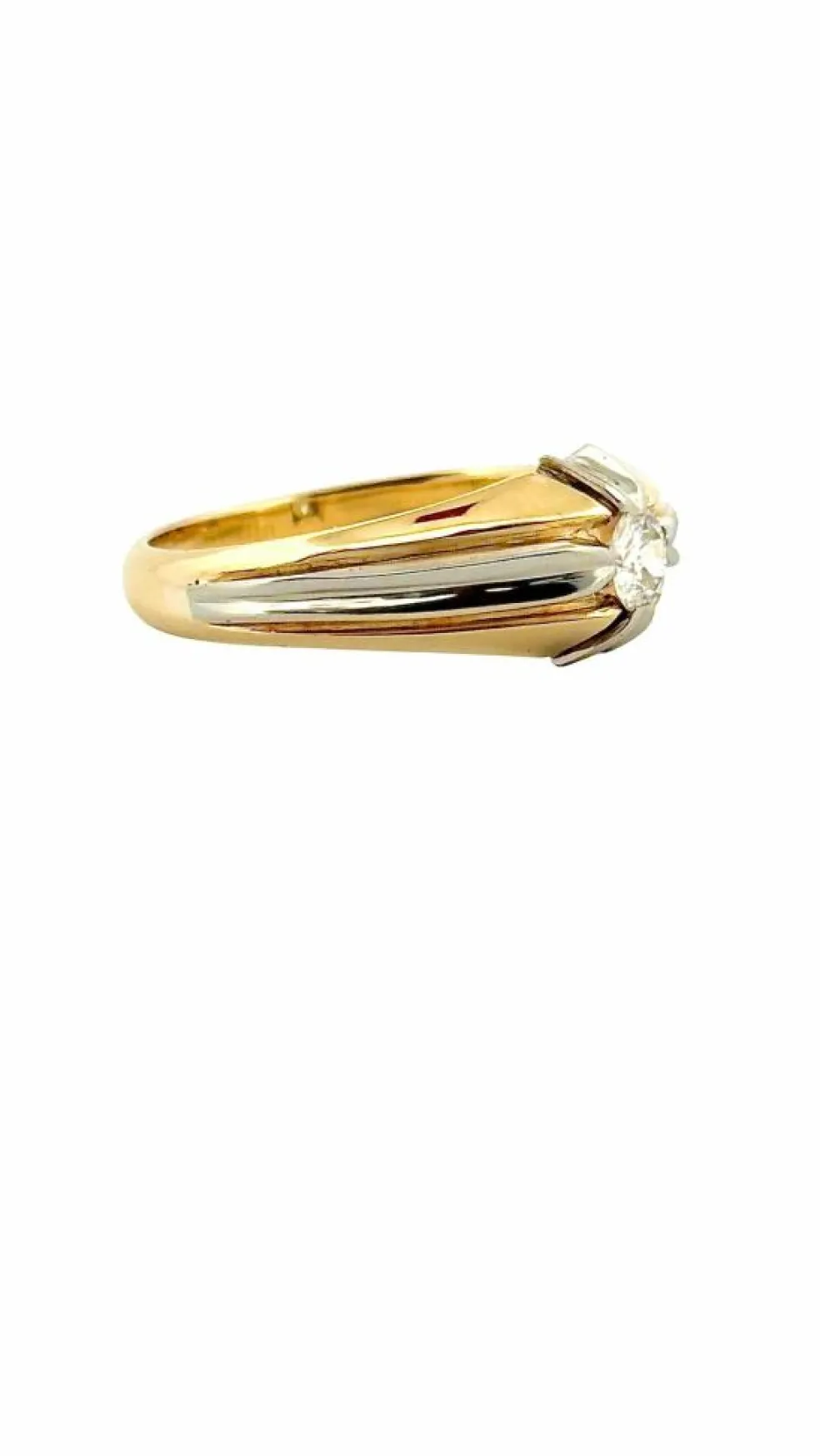 Bague jonc bicolore en or 18 carats et diamant