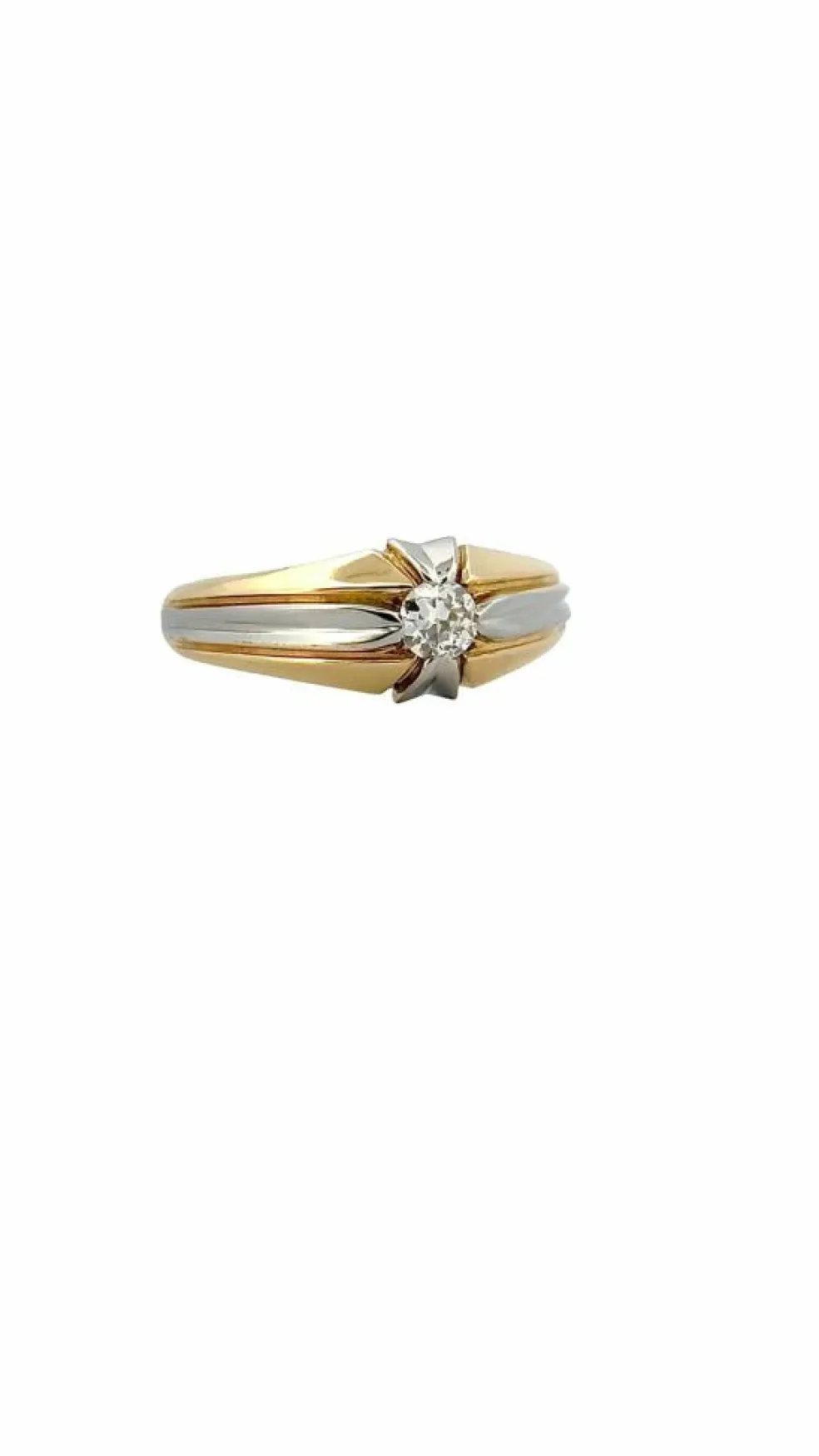 Bague jonc bicolore en or 18 carats et diamant
