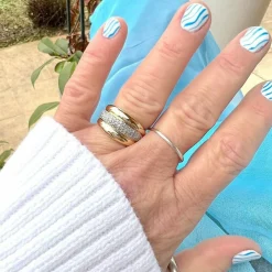 Bague Jonc bombé - Diamants - Or blanc et or jaune 18 K