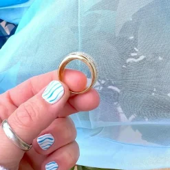 Bague Jonc bombé - Diamants - Or blanc et or jaune 18 K