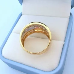Bague Jonc bombé - Diamants - Or blanc et or jaune 18 K