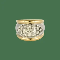 BAGUE JONC DEUX ORS ET DIAMANTS.