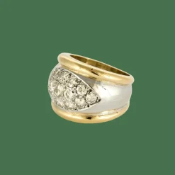 BAGUE JONC DEUX ORS ET DIAMANTS.