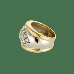 BAGUE JONC DEUX ORS ET DIAMANTS.