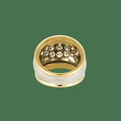 BAGUE JONC DEUX ORS ET DIAMANTS.