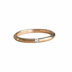 Bague jonc diamant or 18 carats