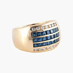 BAGUE JONC DIAMANTS & SAPHIRS