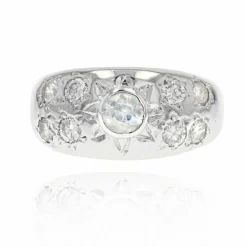 Bague jonc diamants or blanc