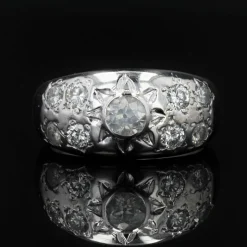 Bague jonc diamants or blanc