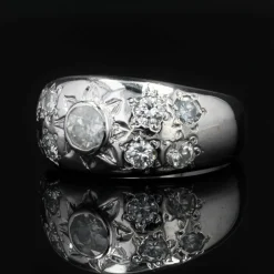 Bague jonc diamants or blanc