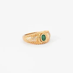 Bague jonc Emeraude & Diamant