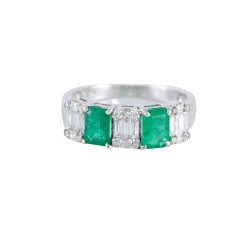 Bague jonc Emeraudes Diamants