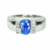 Bague jonc en or blanc 18 carats, saphir et diamants