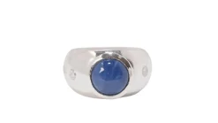 Bague jonc en or blanc et saphir étoilé