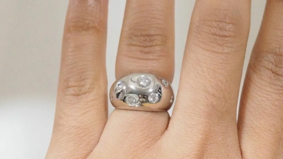 Bague Jonc En Or Blanc Et Diamants