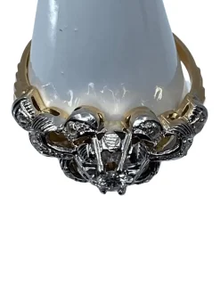 Bague jonc en Or blanc rubané & Diamants