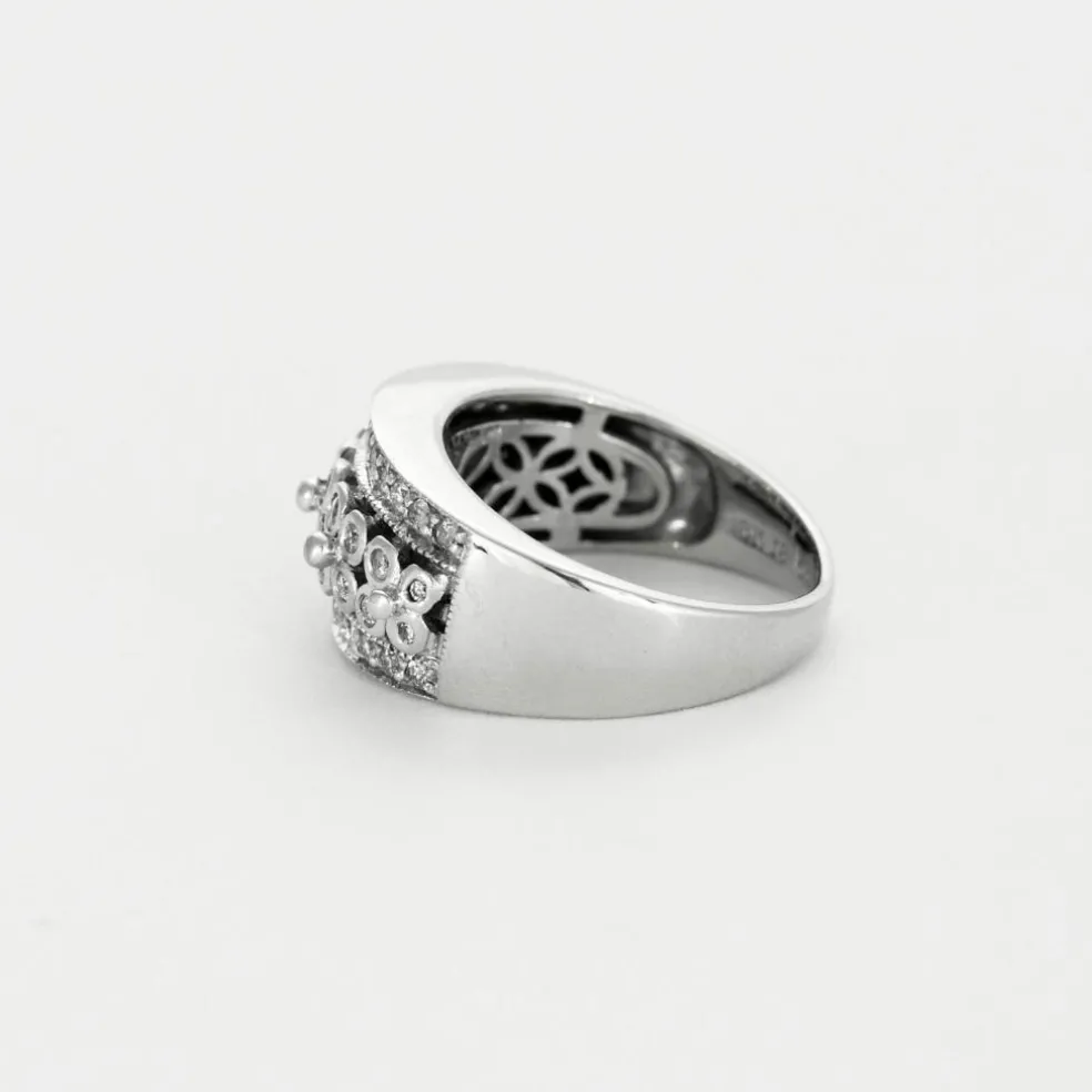 Bague jonc en or gris et diamants