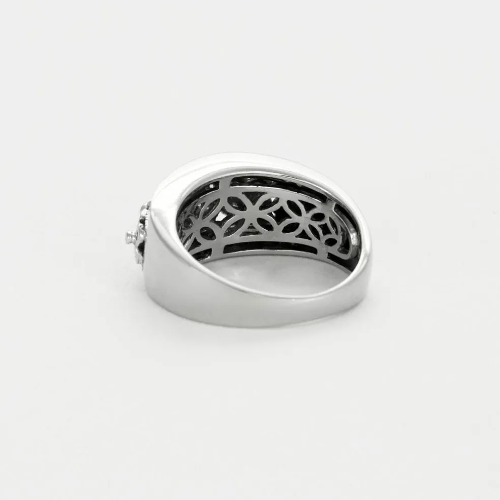 Bague jonc en or gris et diamants