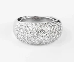 Bague jonc en or gris pavée de diamants