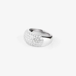 Bague jonc en or gris pavée de diamants