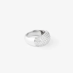 Bague jonc en or gris pavée de diamants