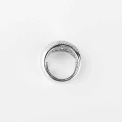 Bague jonc en or gris pavée de diamants