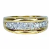 Bague jonc en or jaune 18 carats sertie de 9 diamants