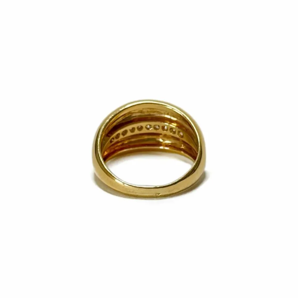 Bague jonc en or jaune et ligne de diamants
