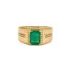 Bague jonc en or jaune émeraude et diamants