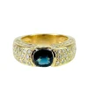 Bague jonc en or jaune, saphir et diamants