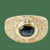 Bague Jonc en or jaune, saphir et diamants