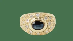 Bague Jonc en or jaune, saphir et diamants