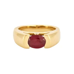 Bague jonc en or, rubis et diamants