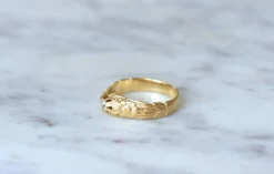 Bague jonc fleur en Or jaune, diamant
