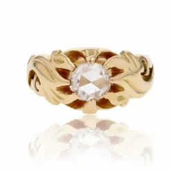 Bague jonc gravée et diamant