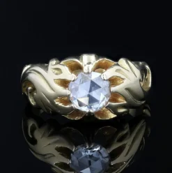 Bague jonc gravée et diamant